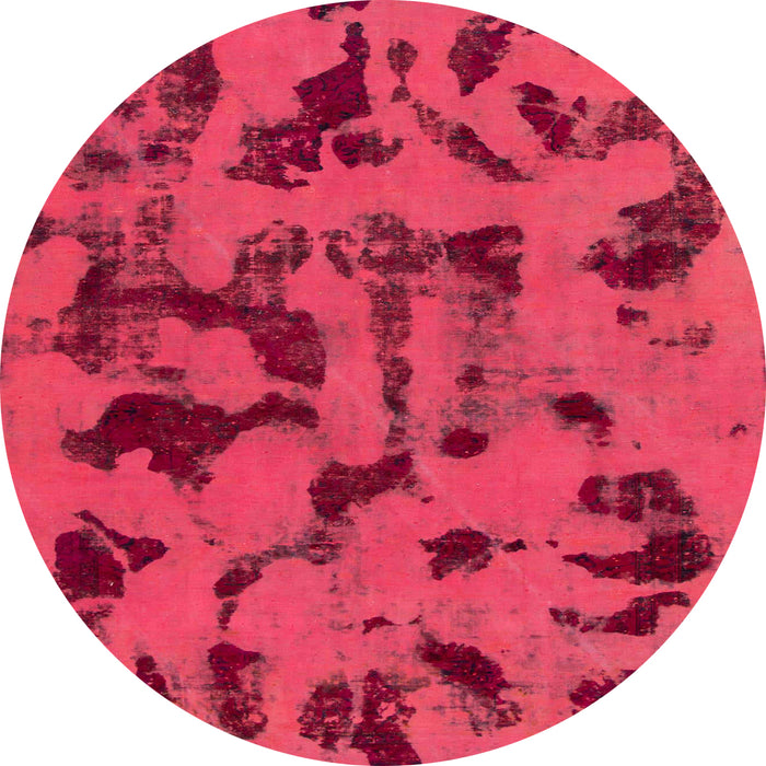 Round Abstract Raspberry Red Modern Rug, abs795