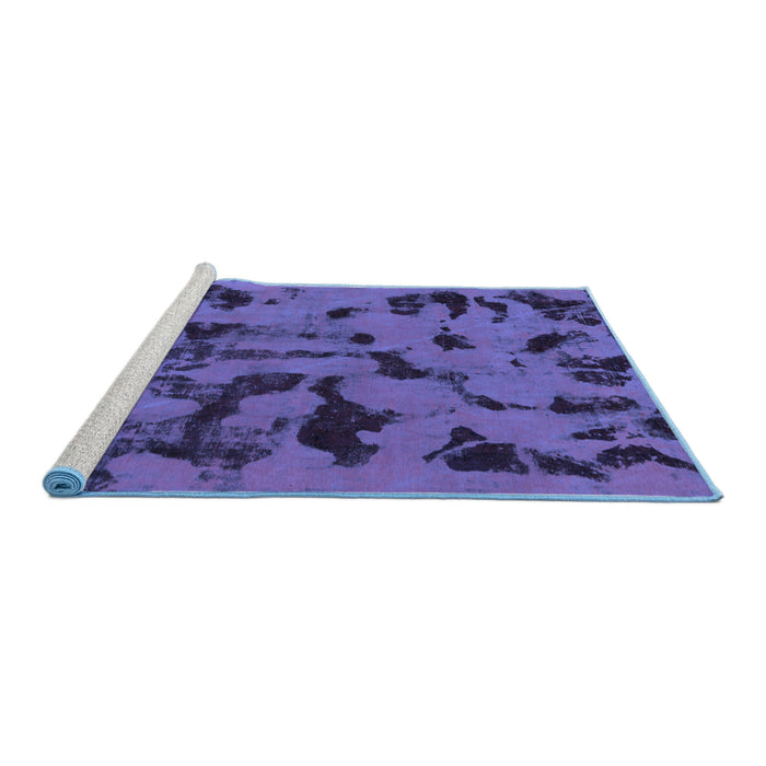 Sideview of Machine Washable Abstract Blue Modern Rug, wshabs795blu