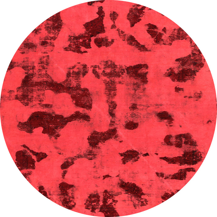 Round Machine Washable Abstract Orange Modern Area Rugs, wshabs795org