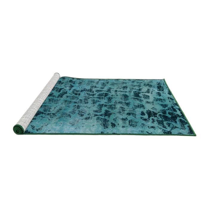 Sideview of Machine Washable Abstract Teal Green Rug, wshabs796