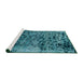 Sideview of Machine Washable Abstract Teal Green Rug, wshabs796