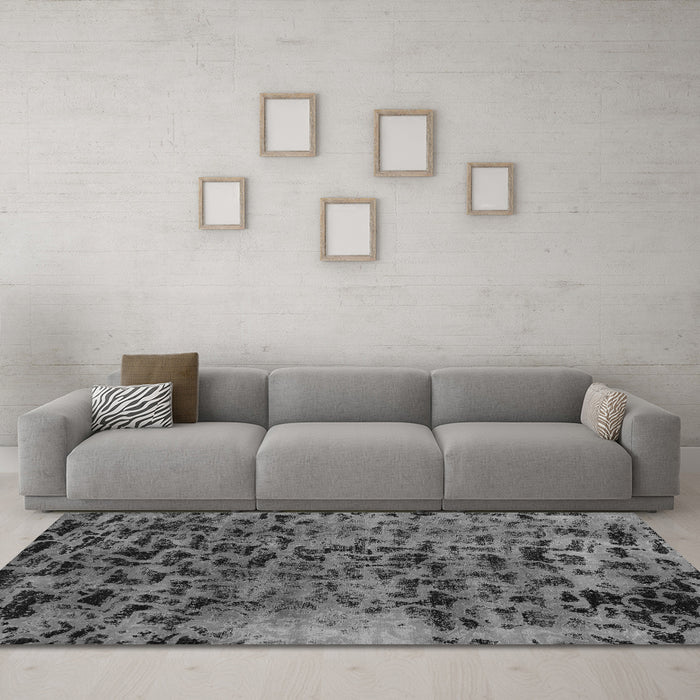Machine Washable Persian Gray Bohemian Rug in a Living Room,, wshabs796gry