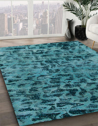 Abstract Teal Green Persian Rug, abs796