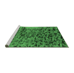 Sideview of Machine Washable Persian Emerald Green Bohemian Area Rugs, wshabs796emgrn