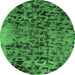 Round Persian Emerald Green Bohemian Rug, abs796emgrn