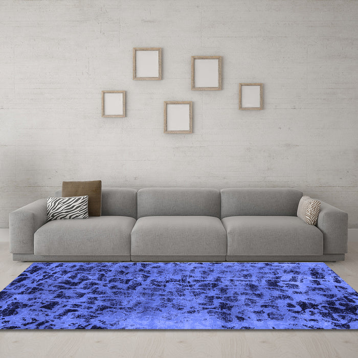 Machine Washable Persian Blue Bohemian Rug in a Living Room, wshabs796blu