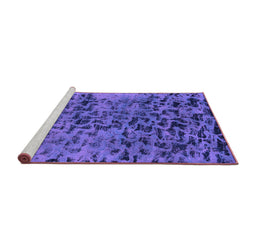 Sideview of Machine Washable Persian Purple Bohemian Area Rugs, wshabs796pur