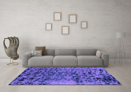 Machine Washable Persian Purple Bohemian Area Rugs in a Living Room, wshabs796pur