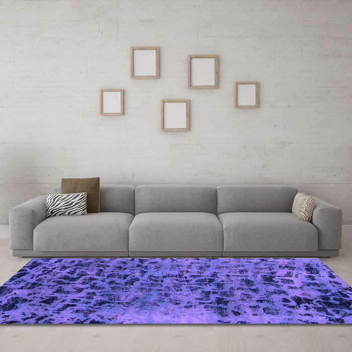 Machine Washable Persian Purple Bohemian Area Rugs in a Living Room, wshabs796pur