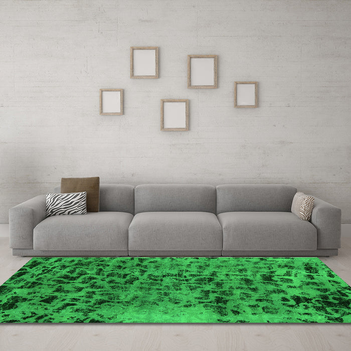 Machine Washable Persian Green Bohemian Area Rugs in a Living Room,, wshabs796grn