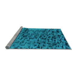 Sideview of Machine Washable Persian Light Blue Bohemian Rug, wshabs796lblu