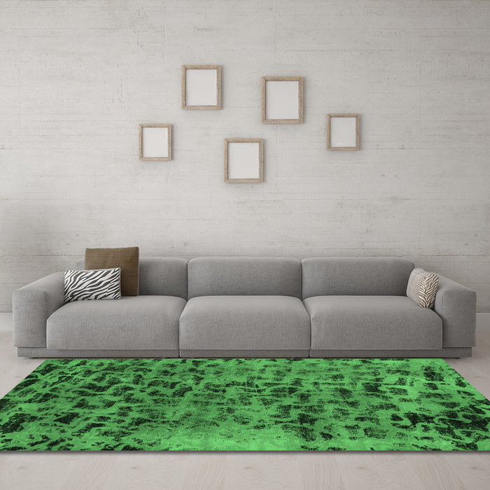Machine Washable Persian Emerald Green Bohemian Area Rugs in a Living Room,, wshabs796emgrn