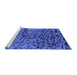 Sideview of Machine Washable Persian Blue Bohemian Rug, wshabs796blu