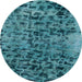 Round Abstract Teal Green Persian Rug, abs796