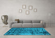 Machine Washable Persian Light Blue Bohemian Rug in a Living Room, wshabs796lblu