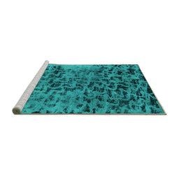 Sideview of Machine Washable Persian Turquoise Bohemian Area Rugs, wshabs796turq