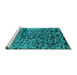 Sideview of Machine Washable Persian Turquoise Bohemian Area Rugs, wshabs796turq