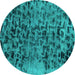 Round Persian Turquoise Bohemian Rug, abs796turq