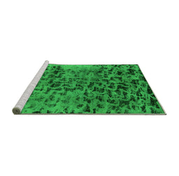 Sideview of Machine Washable Persian Green Bohemian Area Rugs, wshabs796grn