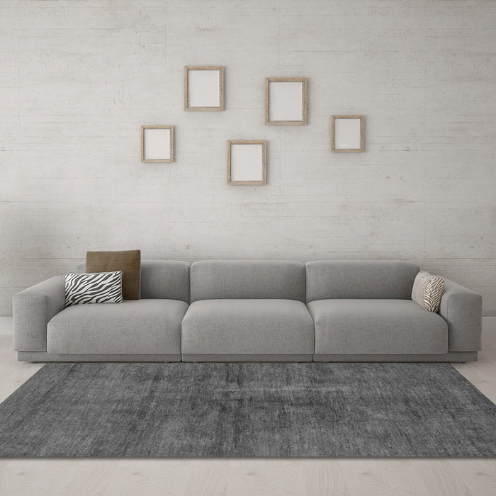 Machine Washable Abstract Gray Modern Rug in a Living Room,, wshabs797gry
