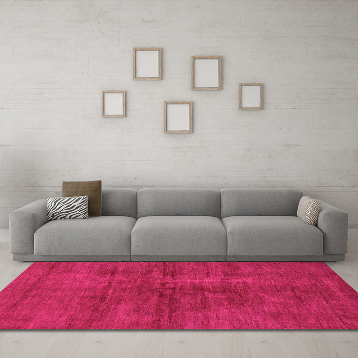 Machine Washable Abstract Pink Modern Rug in a Living Room, wshabs797pnk