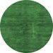 Round Abstract Emerald Green Modern Rug, abs797emgrn