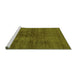 Sideview of Machine Washable Abstract Green Modern Area Rugs, wshabs797grn