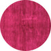 Round Machine Washable Abstract Pink Modern Rug, wshabs797pnk