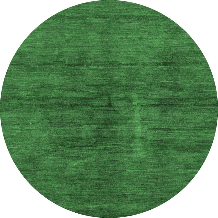 Round Machine Washable Abstract Emerald Green Modern Area Rugs, wshabs797emgrn