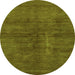 Round Machine Washable Abstract Green Modern Area Rugs, wshabs797grn