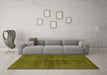 Machine Washable Abstract Green Modern Area Rugs in a Living Room,, wshabs797grn