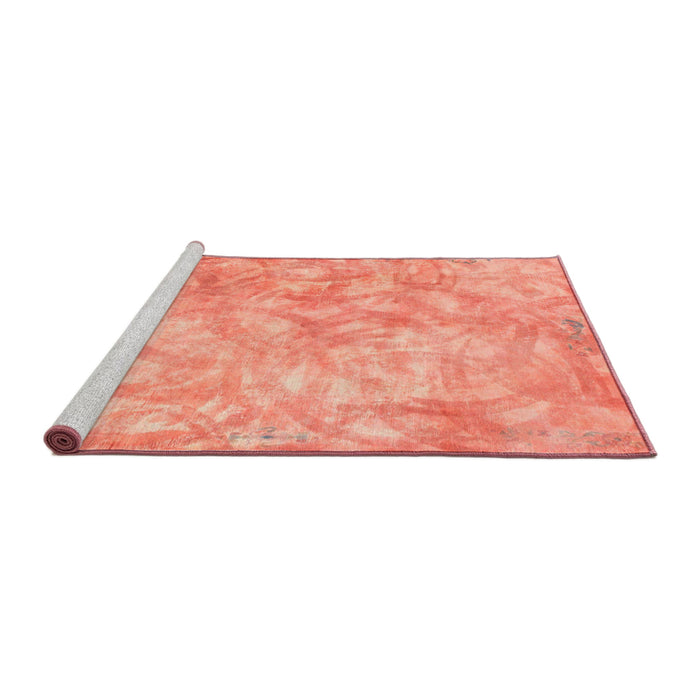 Sideview of Machine Washable Abstract Bright Orange Rug, wshabs798