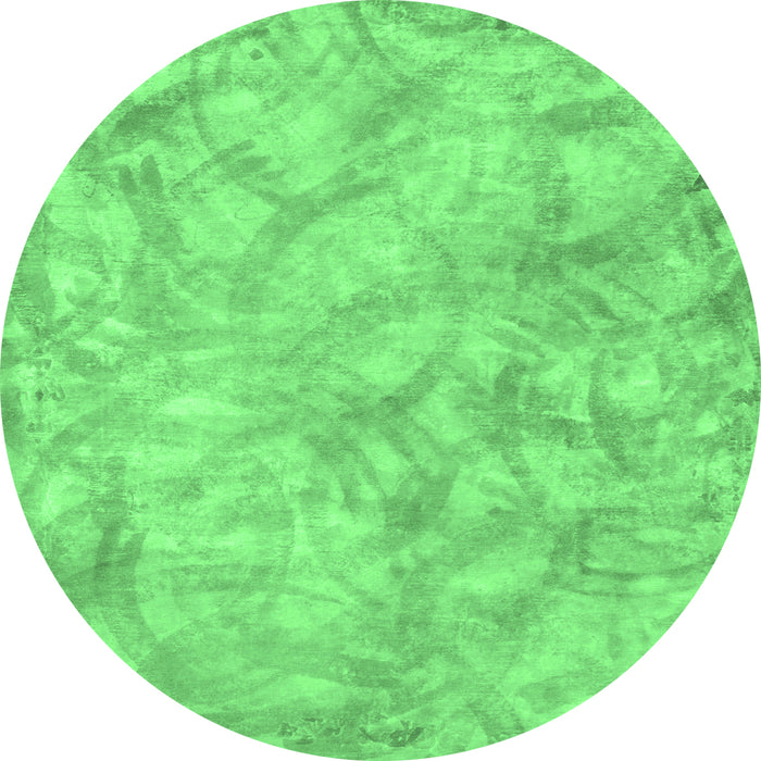 Round Abstract Emerald Green Modern Rug, abs798emgrn