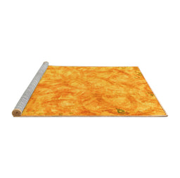 Sideview of Machine Washable Abstract Yellow Modern Rug, wshabs798yw