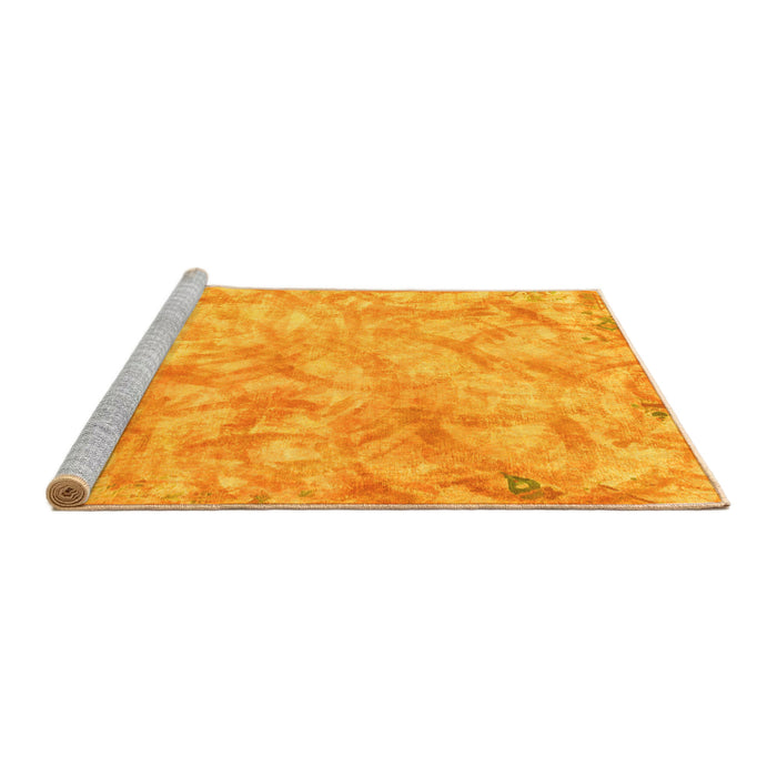 Sideview of Machine Washable Abstract Yellow Modern Rug, wshabs798yw