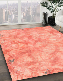 Abstract Bright Orange Modern Rug in Family Room, abs798