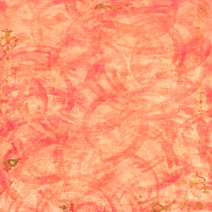 Square Machine Washable Abstract Orange Modern Area Rugs, wshabs798org