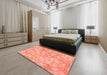 Abstract Bright Orange Modern Rug in a Bedroom, abs798