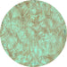 Round Abstract Turquoise Modern Rug, abs798turq