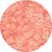 Round Machine Washable Abstract Bright Orange Rug, wshabs798