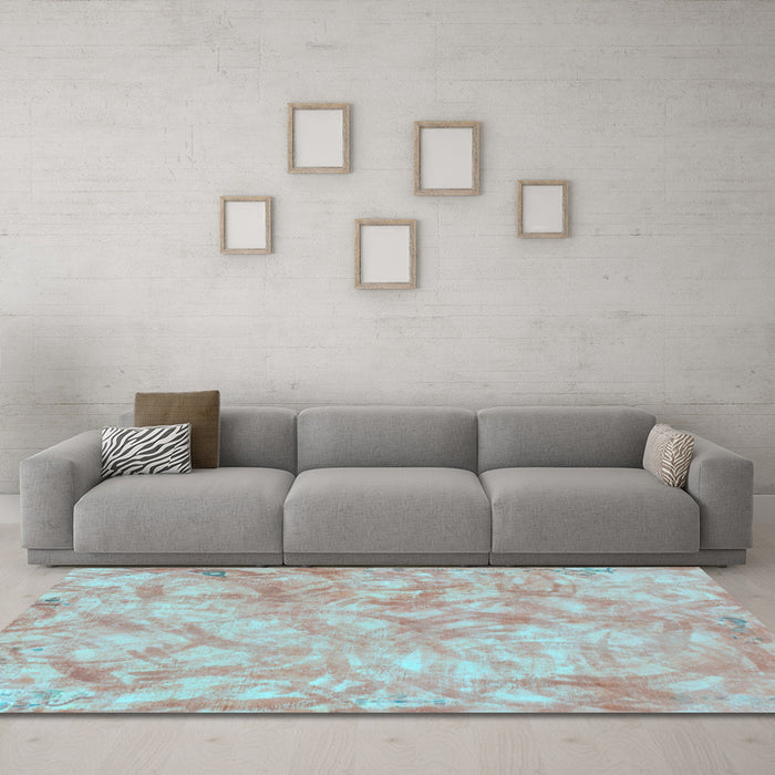 Machine Washable Abstract Light Blue Modern Rug in a Living Room, wshabs798lblu