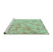 Sideview of Machine Washable Abstract Turquoise Modern Area Rugs, wshabs798turq