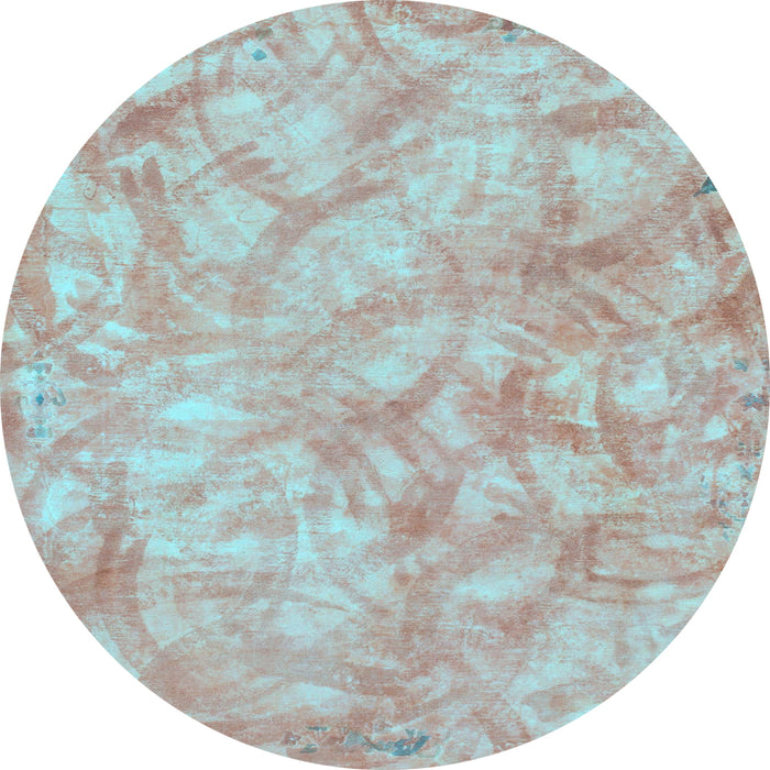 Round Machine Washable Abstract Light Blue Modern Rug, wshabs798lblu