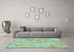 Machine Washable Abstract Turquoise Modern Area Rugs in a Living Room,, wshabs798turq