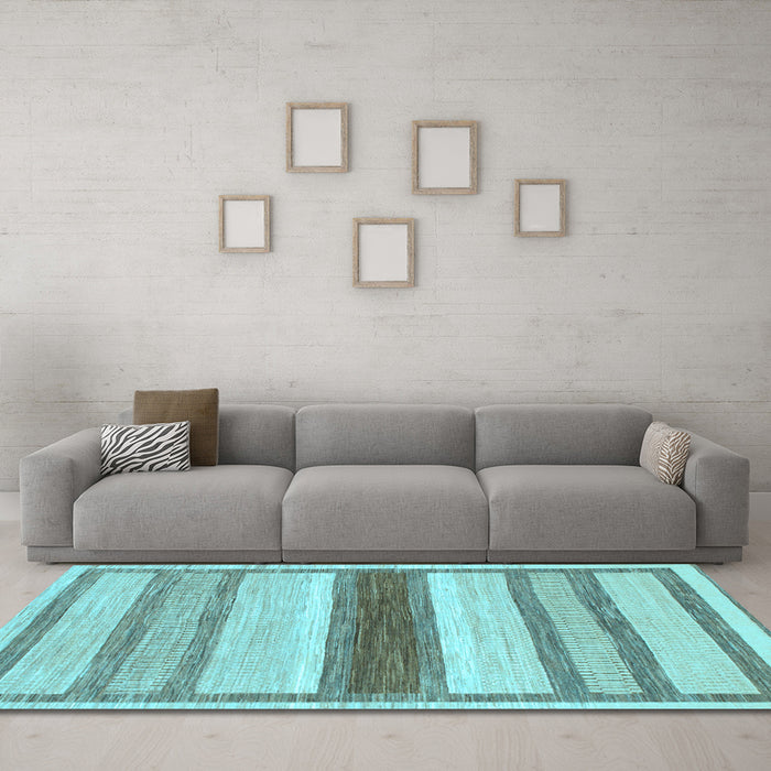 Machine Washable Abstract Light Blue Modern Rug in a Living Room, wshabs799lblu