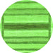 Round Machine Washable Abstract Green Modern Area Rugs, wshabs799grn