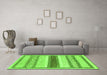 Machine Washable Abstract Green Modern Area Rugs in a Living Room,, wshabs799grn