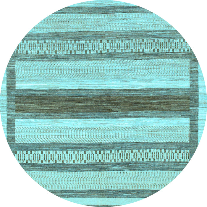 Round Abstract Light Blue Modern Rug, abs799lblu