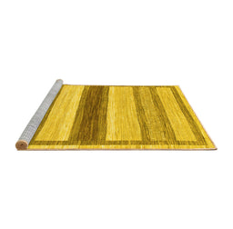 Sideview of Machine Washable Abstract Yellow Modern Rug, wshabs799yw