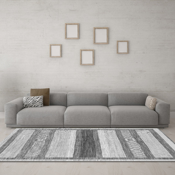 Machine Washable Abstract Gray Modern Rug in a Living Room,, wshabs799gry